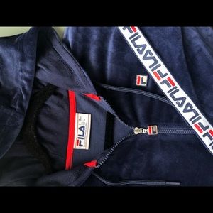 FILA VELOUR ZIP UP JACKET WITH HOOD